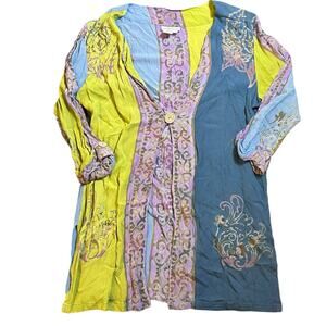 Soft Surroundings Kimono Batik Topper Womens Large 1/2 Sleeves Boho Whimsy
